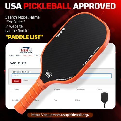 BAGAIL Pickleball Paddles, USAPA Approved Fiberglass Surface Pickleball Set, Lightweight Pickle Ball Rackets with 4 Balls, 1 Bag, Designed in California for Traction and Stability