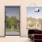 MAGZO Hanging Screen Door, Fits Door Size 30" x 80" (Curtain Size 32'' x 81''), Upgraded Fiberglass Mesh Net with Tension Rod&Hook&Loop (One Piece Can be Installed in 2 Ways), Weighted Bottom, Grey