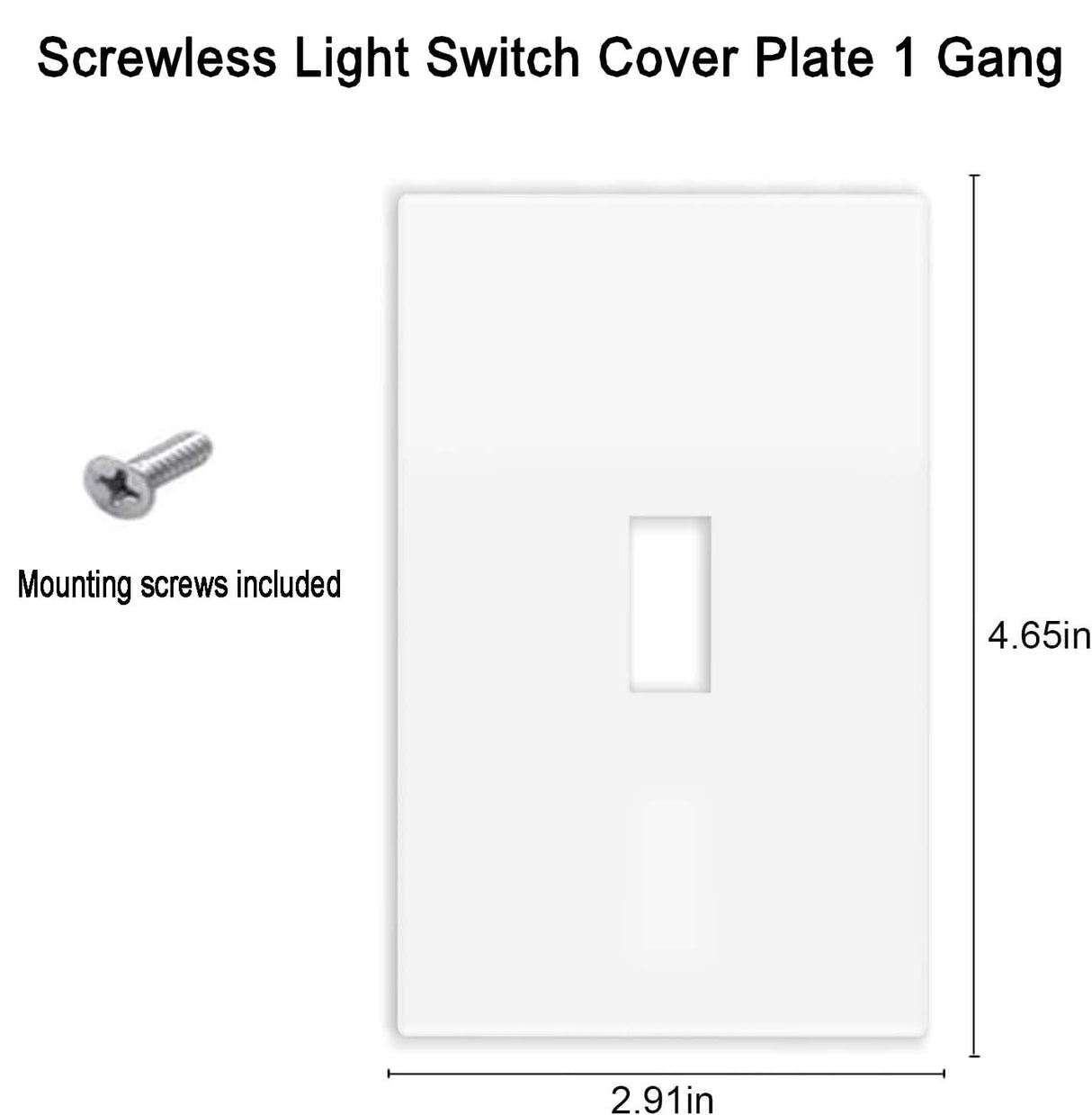 Screwless Toggle Switch Wall Plates 1-Gang Switch Outlet Electrical Cover Plate Unbreakable Thermoplastic Faceplate for Decora Receptacle Outlet Switch, White (10 Pack)