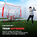 PowerNet Baseball Softball Practice Net 7x7 with Baseball Accessories for Practice Pitching, Batting & Fielding, Ball Caddy, Weighted Baseballs, Tee