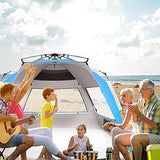 Oileus XX-Large Beach Tent Sun Shelter for 5-6 Person Portable Sun Shade Instant Pop Up Tent for Beach with Carrying Bag, Stakes, 6 Sand Pockets, Anti UV for Fishing Hiking Camping Blue