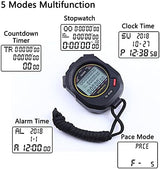 Stopwatch Timer Lap Split Digital Stopwatch with Clock Calendar Alarm, Large Display Stop Watch for Sports Kids Coaches Swimming Running