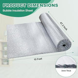 Reflective Bubble Insulation Sheet, Double Side Aluminum Foil Bubble Shield, Aluminum Foil Thermal Insulation Radiant Barrier for Windows, RV, Roof, Garage Door (47IN X 10FT)