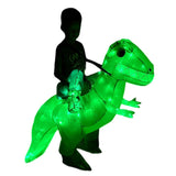 bDDeDD Kids Inflatable Costume, Dinosaur Rider,Blow Up T-REX Costumes with LED Light for Cosplay Halloween Christmas Party (Green S)