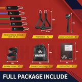 WHATAFIT Resistance Bands, Exercise Bands，Resistance Bands for Working Out, Work Out Bands with Handles for Men and Women Fitness, Strength Training Home Gym Equipment