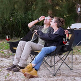 Double Camping Chair Loveseat Camping Chair Double Folding Chair Camp Chairs for Adults Heavy Duty Two Person Camp Chair Padded Camping Couch 2 Person Lawn Chairs - Support 650 lbs - Khaki