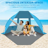 Gorich Portable Beach Tent for 3-6 Person with UPF 50+ UV Protection, Lightweight & Foldable Sun Shelter with 5 Sand Bags, Easy Setup Windproof Beach Umbrella Sun Shade