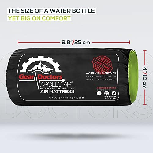 Gear Doctors® Sleeping Pad for Camping & Backpacking [Ultralight 25oz] - Sleeping Mat Camping - Ultralight Sleeping Pad - Inflatable Sleeping Pad for Camping - Camp Mattress Pad (5.2 R-Value) - Large