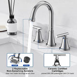 Bathroom Faucets for Sink 3 Hole, Hurran Chrome Bathroom Sink Faucet with Pop-up Drain and Supply Lines, Stainless Steel Lead-Free Widespread Faucet for Vanity RV Farmhouse Sink