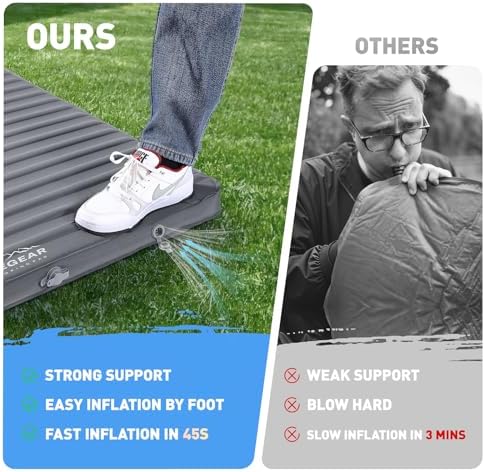 Elegear Air & Foam Camping Sleeping Pad, HexaFoam Camping Mattress Pad with Built-in Foot Pump Memory Foam Camp Pad 4-Season Camp Sleeping Mat for Travel/Car/Tent