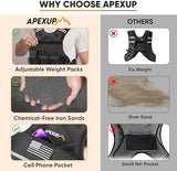 APEXUP Adjustable Weighted Vest, 4-10lb/12-18lb/20-32lb Vest with 6 Ironsand Weights and Large Pocket, Weight Vest for Men Women Strength Training, Running, Walking