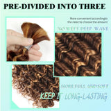 Human Braiding Hair 18 Inch 6 Bundles Human Hair Braiding Hair No Weft Deep Wave Bulk Human Hair for Braiding Hair Extensions for Boho Braids Wet and Wavy 150g P4/27#