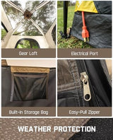 FanttikOutdoor Camping Tent 4/6/8/10 Person Instant Cabin Tent Setup in 60 Seconds with Rainfly & Windproof Portable with Carry Bag for Family Camping & Hiking