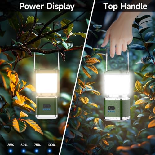LED Camping Lantern, Lantern Rechargeable with 4 Light Modes, Waterproof, Camping Essentials, Mini Light for Hurricane, Emergency, Hiking, Power Outages, 2pc
