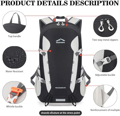 Hiking Backpack,Large 35L Travel Backpacks for Men Women,Water Resistant Ultra Lightweight Foldable Packable Camping Daypack for Outdoor Sports