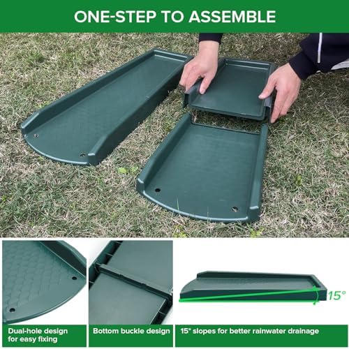 Splash Blocks for Gutters Downspouts, 24" Downspout Extensions for Rain Water Drainage, Thickened Gutter Splash Guard with Fixing Piles(2 Pack, Green)