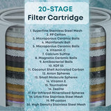 Aquahomegroup AHG20 20 Stage Vitamin C E for Hard High Output Shower Remove Chlorine and Fluoride-2 Cartridges Included-Consistent Water Flow Showerhead Filter, Bronze