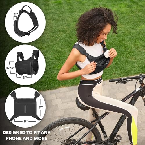 Running Chest Pack, Reflective Vest, Water Repellent, Phone Holder, Workout Bag for Runners, Cycling, Biking, EDC Pouch, Jogging Carrier, Hidden Pocket, Men & Women, Lightweight