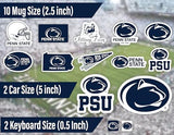 Penn State Stickers (14 Piece) Penn State University Gifts for Men Football Fans for Car Laptop Water Bottle + 2 Large PSU Nittany Lions Car Decals, 10 Water Bottle Size, 2 Keyboard Size