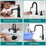 CECEFIN 1440° Rotating-Faucet-Extender Sink Aerator - 1080°+360° Large-Angle Splash Tap Extension with 2 Water Outlet, Swivel Multifunctional Robotic Arm for Kitchen/Bathroom, Oil Rubbed Bronze