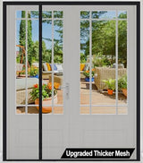 Magnetic Screen Door Thicker 255g/㎡ Mesh,Reversible Wide Left Right Side Opening Fits Door to 60 x 80, Heavy Duty Mesh French Bug Door Screen Magnetic Closure for Sliding Patio Door,Screen 62" x 81"