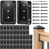 50 Pcs Deck Railing Bracket Connectors for 2"×4“ (Actually 1.5”x3.5“) Wood Post to Handrail Connection, Railing Brackets for Deck Railing with 350 Galvanized Black Screws