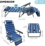 Backpack Beach Chair Aluminum 2 Pack with Folding Camping Table 5-Position Lay Flat Lounge Chair Outdoor for Adults with Insulated Cooler Bag and Cup Holder