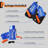 Frelaxy Extra-Thick Survival Tent and Emergency Sleeping Bag, Emergency Shelter Survival Bivy Set with Whistles, Paracord, Storage Pouches, and EVA Case, Perfect for Survival Kits