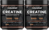 NatureBell 2 Pack Creatine Monohydrate Powder 500 Grams, 5000mg Per Serving, Pure Unflavored Creatine Powder - Micronized - Pre Workout | Keto | Vegan | Dissolves Easy | Filler Free