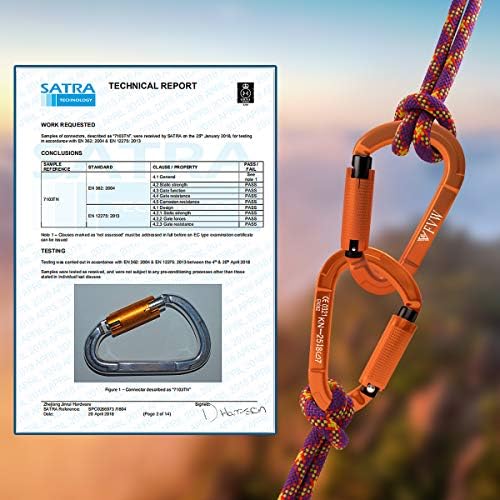 FVW Auto Locking Rock Climbing Carabiner Clips, UIAA Certified Professional 25KN (5620 lbs) Heavy Duty Caribeaners for Rappelling Swing Rescue & Gym etc,Large Carabiners,D-Shaped