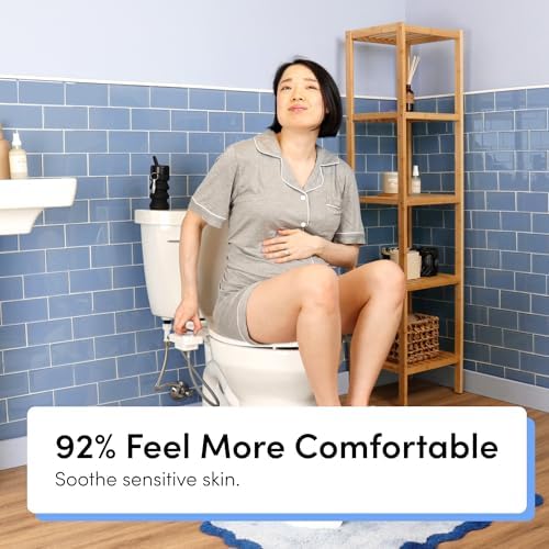 TUSHY Fresh Bidet: Ultra Slim Toilet Seat Attachment (Non-Electric Self-Cleaning Hygienic Nozzle) Easy DIY Install <10 Min | Adjustable Water Pressure Control, Silver Knob