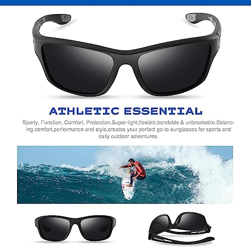 suoso Polarized Sports Sunglasses for Men: UV400 Protection Glasses Womens Wrap Around Goggles for Driving Fishing