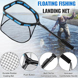 PLUSINNO Floating Fishing Net for Steelhead, Salmon, Fly, Kayak, Catfish, Bass, Trout Fishing, Rubber Coated Landing Net for Easy Catch & Release, Compact & Foldable for Easy Transportation & Storage