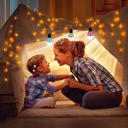 EverBrite Rechargeable Camping Light, Portable Tent Lantern, 3 Lighting Modes, Hanging Tent Light Bulbs with Clip Hook for Hiking, Fishing, Backpacking, Emergency and More(3 Pack)