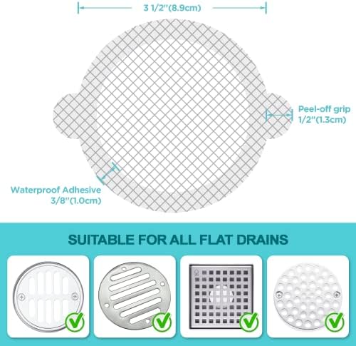 100 Pack, Disposable Shower Drain Hair Catcher Mesh Stickers