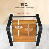 HBTower 2 Step Stool,Lightweight Aluminum Folding Step Stool with Anti-Slip Wide Pedal,330lbs Capacity 2 Step Ladder for Household,Kitchen,Office - BlackWoodgrain