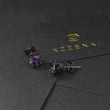 KZZENKI Purple and Black Earrings for Women Men, Cool Gothic Stud Earrings