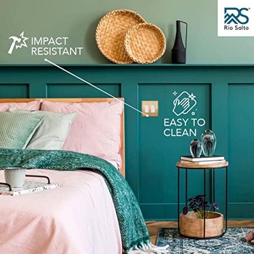 Rio Salto BRASS Metal Double Rocker Decora MIDSIZE Gold Double Light Switch Wall Plate Outlet Cover Wall Plate Receptacle Wallplate Dual Rocker Decora 2 Gang Decorator 4.92" x 4.92"