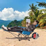 Reclining Camping Chair 4 Position with Foot Rest Comfortable for Adults 265Ibs Folding Lounger Mesh Beach Chair with Cooler Bag and Cup Holder for Outdoor Patio