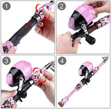 ODDSPRO Kids Fishing Pole Pink, Portable Telescopic Fishing Rod and Reel Combo Kit - with Spincast Fishing Reel Tackle Box for Girls, Youth