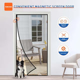 MAGZO Magnetic Screen Door Fits Door Size 34 x 78 Inches(Black), Screen Size 36 x 79 Inch Polyester Curtain Side Opening Mesh Broader View for Patio Access
