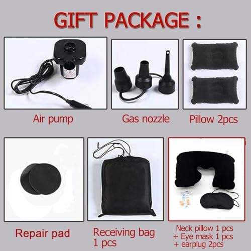 Inflatable Car Air Mattress Back Seat Bed,Thickened Car Travel Camping Air Mattress with Air Pump,Blow Up Bed Portable Car Sleeping Mattress for Car Universal SUV