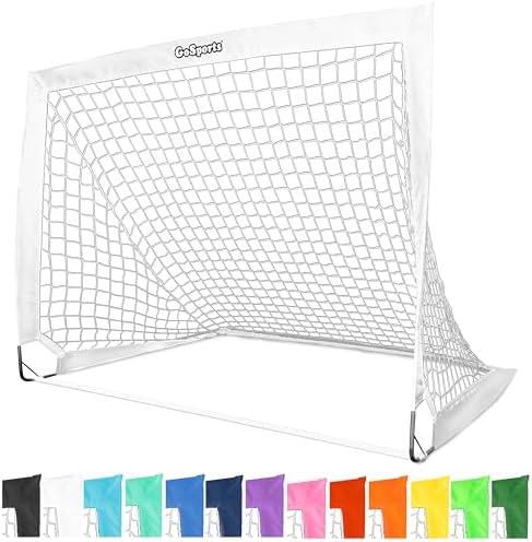 GoSports Portable Soccer Goals for Kids - 13 Color Options - Choose 4 x 3 ft or 6 x 4 ft - Team Tone Pop Up Nets for Backyard