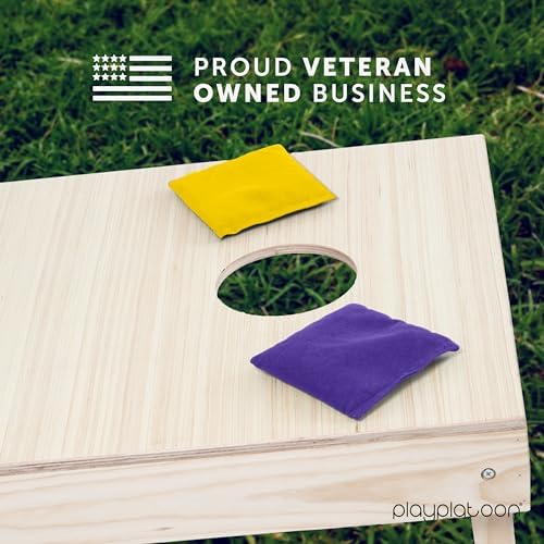 Play Platoon Cornhole Bags Weather Resistant- Set of 8 Regulation Bean Bags for Tossing- Official Professional Size & Weight Corn Hole Bags Two Color All Weather Cornhole Beans Bag Set with Tote Bag