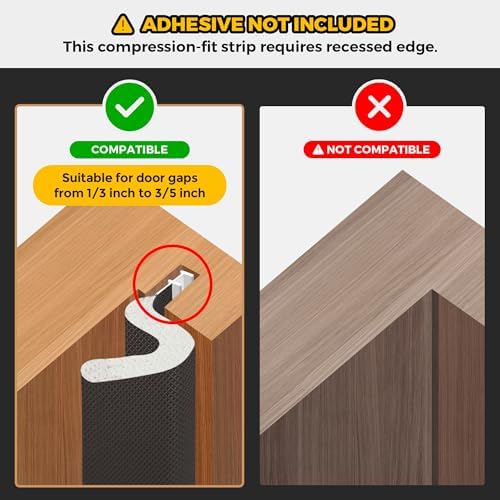 Weather Stripping Door Seal Strip - Soundproof Q-Shaped Foam for Exterior Door Frame, Large Gap Seal, Noise Cancelling, Easy to Install (Black, 60FT)