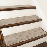 COSY HOMEER Edging Stair Treads Non-Slip Carpet Mat 28inX9in Indoor Stair Runners for Wooden Steps, Edging Stair Rugs for Kids and Dogs, 100% Polyester TPE Backing(4pc, Beige)