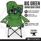 Black Sierra Folding-Lawn Chair for Camping, Beach, Backyard, Sporting Events. for Kids Ages 3-10. Comes with Cup Holder and Carry Bag. Portable-Chair for Travel, Supports 150 Lbs.