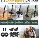 100% Carbon Fiber Trekking Poles by USA Brand - Ultra Strong Lightweight Collapsible Hiking Poles with Cork and EVA Foam Grips & Quick Adjustable Flip Locks
