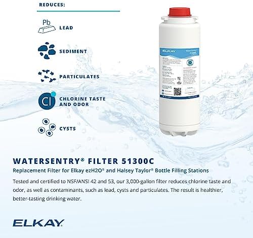 Elkay 51300c_3pk WaterSentry Plus Replacement Filter Cartridge for WaterSentry Plus Filtration System in EZH20 Bottle Fillers (Pack of 3) - N/A