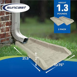 Suncast Poly Composite Easy to Use Decorative Outdoor Rain Gutter Downspout Extension Splash Block for Drains Under Gutters, Tan, 2 Pack
